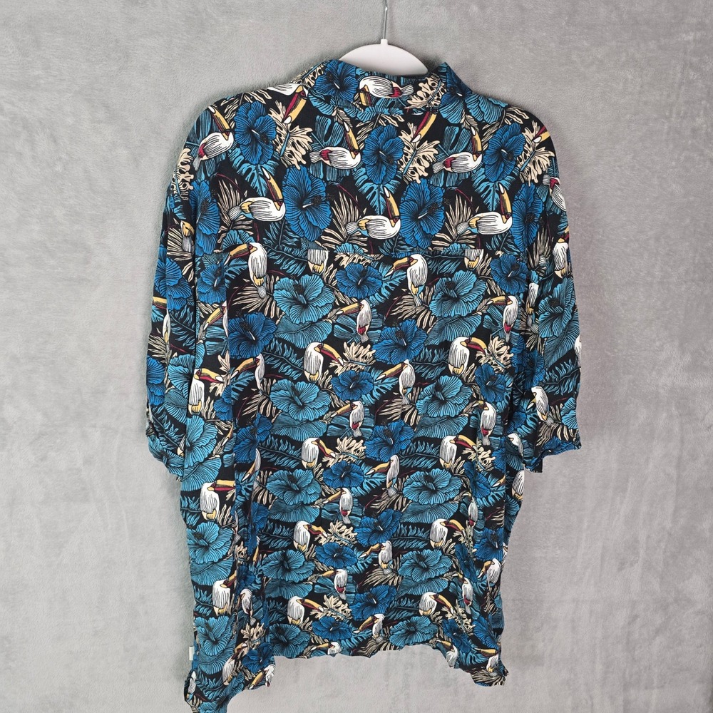 Cubavera Mens 2XLT Toucan Hibiscus Tropical Print Viscose Button Down Shirt 2EGA - Picture 2 of 8